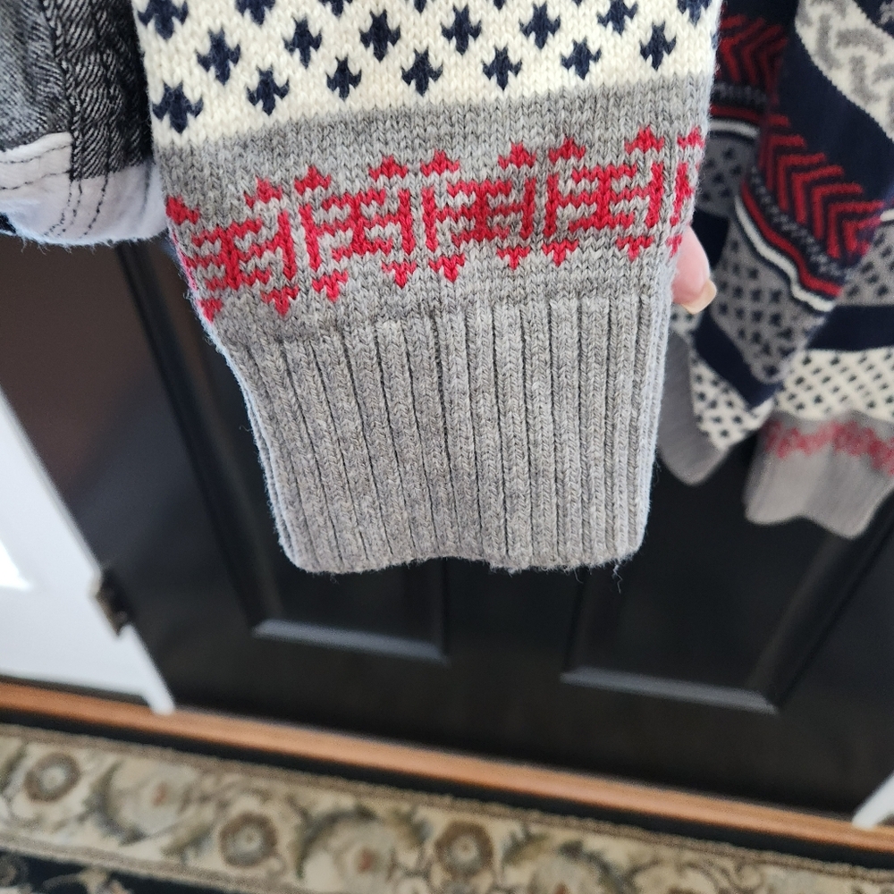 90's Tommy Hilfiger Geometric Print Pullover Shawl Collar Y2K - Picture 5 of 14